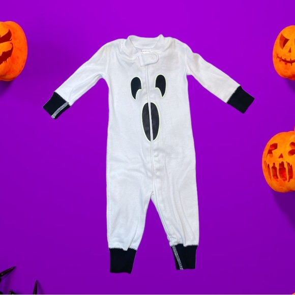 Hanna Andersson Ghost Boo Print Baby Zip Sleeper Onesie - Picture 1 of 4
